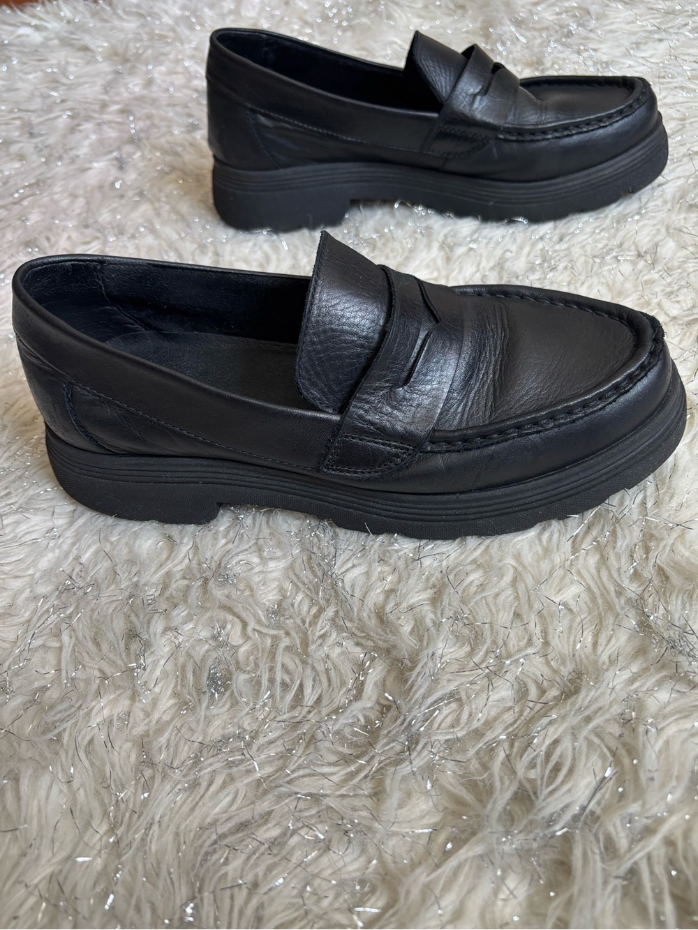 Aldo Black Women’s Leather Penny Loafers Size 7.5US EUR38 UK5